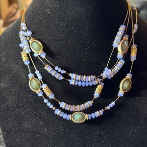 Chico's Blue and Gold Multi-Strand Necklace
